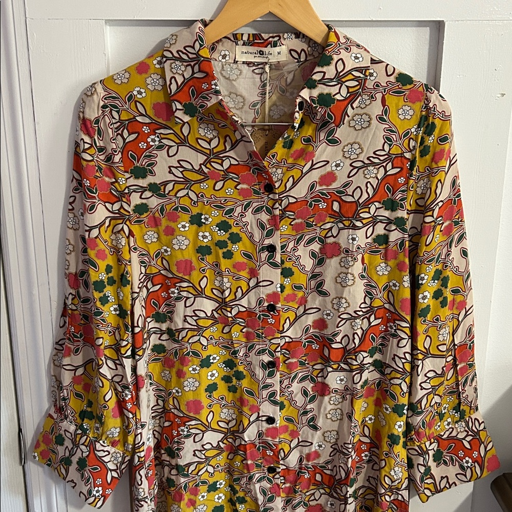 NWT Natural Life Twiggy Floral Dress Yellow Women’s Size Medium - Picture 6 of 11